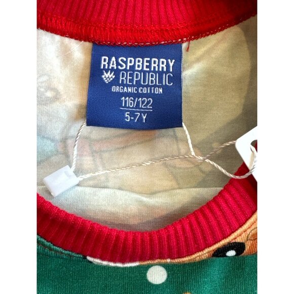 Raspberry Republic Kids Long Sleeve Gingerbread Print Top 5-7 Y Organic Cotton - Picture 2 of 6
